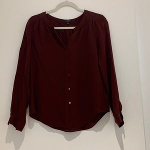 Babaton maroon silk blouse size XS from Aritzia